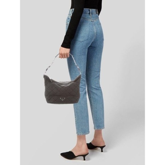 Prada Reddish Orange Suede And Leather Shoulder Purse  With A Chrome Chain - Picture 6 of 8